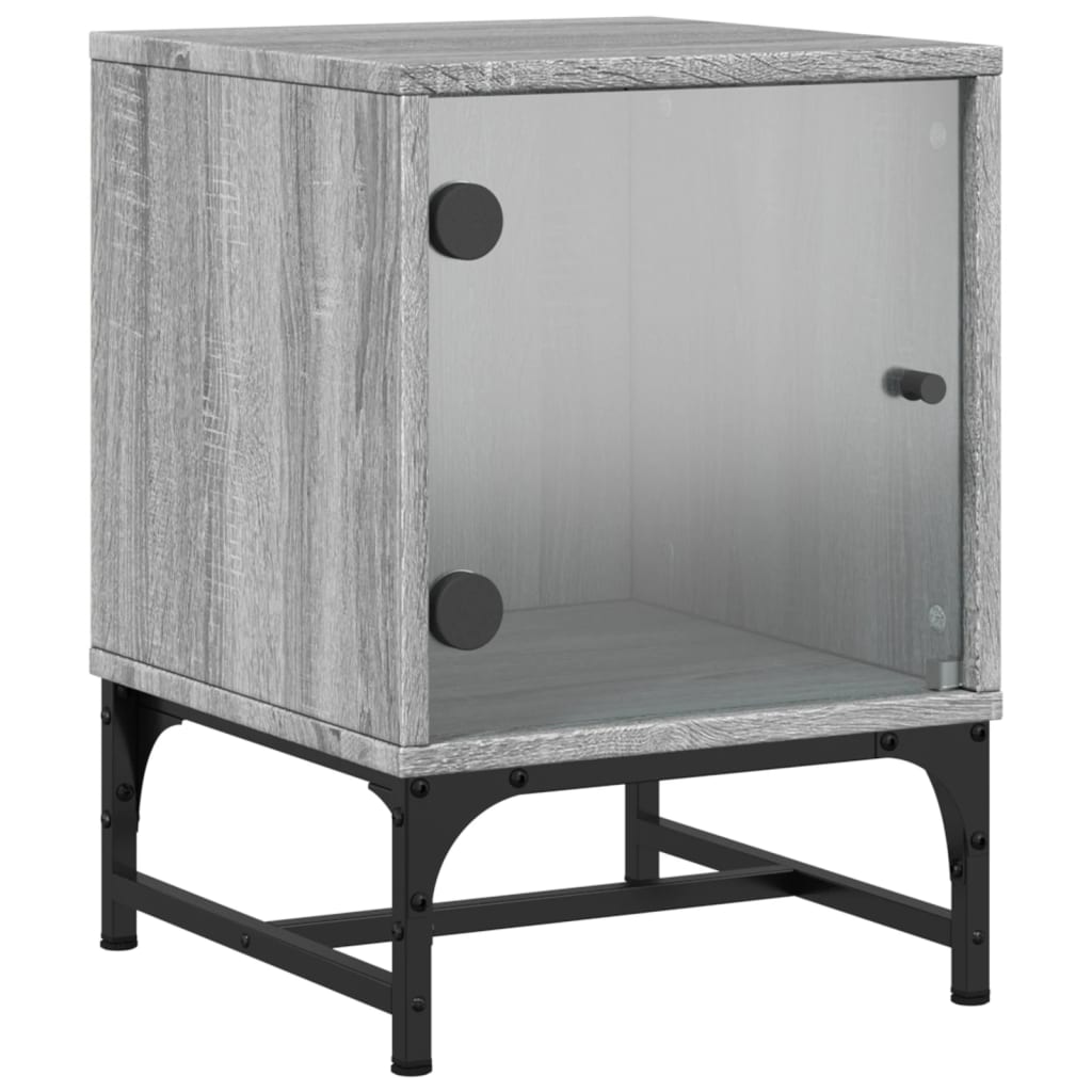 Nachtkastjes Met Glazen Deuren 2 St 35X37X50 Cm Grijs Sonoma