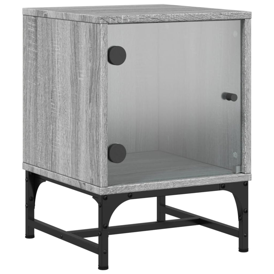 Nachtkastjes Met Glazen Deuren 2 St 35X37X50 Cm Grijs Sonoma
