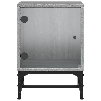 Nachtkastjes Met Glazen Deuren 2 St 35X37X50 Cm Grijs Sonoma