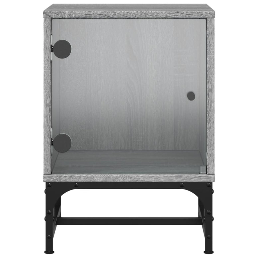 Nachtkastjes Met Glazen Deuren 2 St 35X37X50 Cm Grijs Sonoma