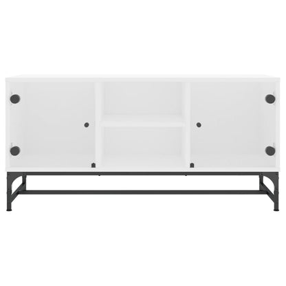 Tv-Meubel Met Glazen Deuren 02X37X50 Cm Wit