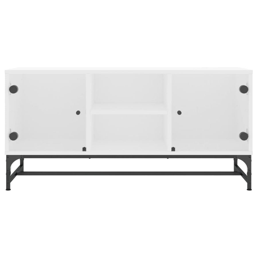Tv-Meubel Met Glazen Deuren 02X37X50 Cm Wit