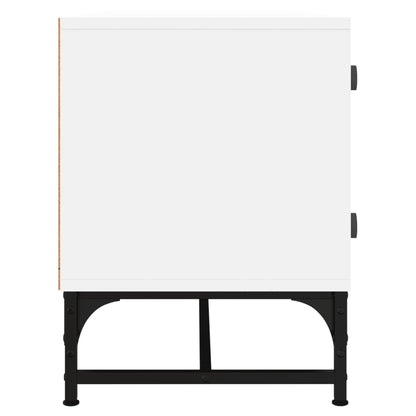 Tv-Meubel Met Glazen Deuren 02X37X50 Cm Wit
