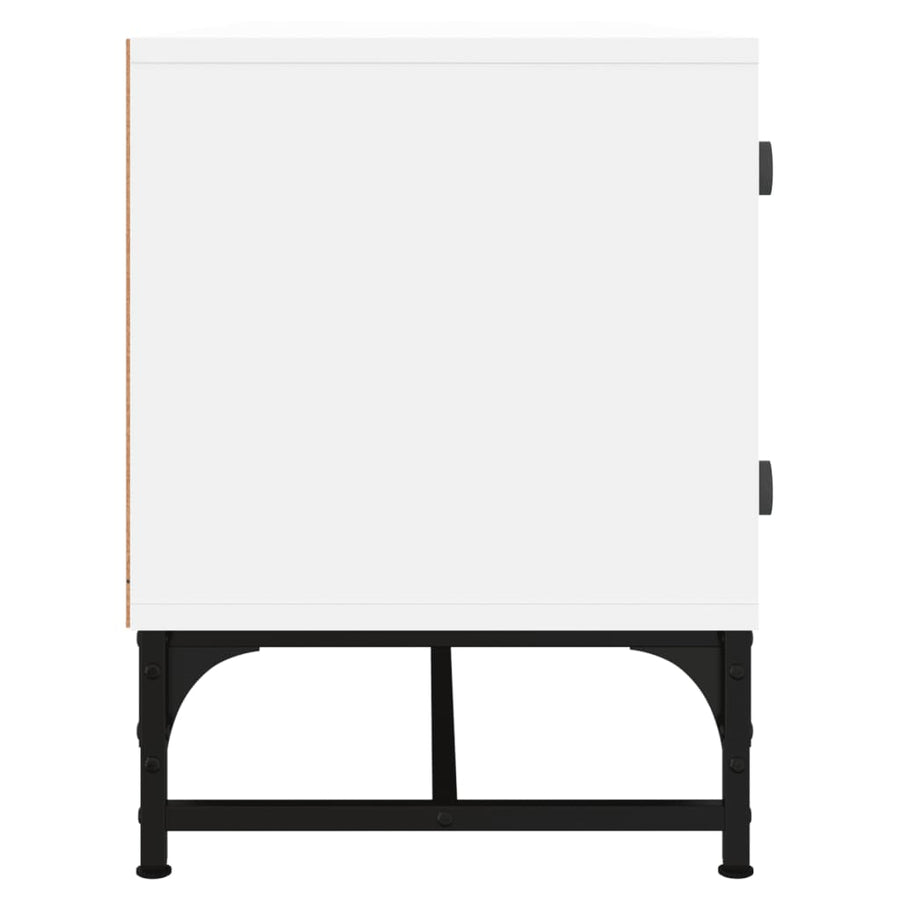 Tv-Meubel Met Glazen Deuren 02X37X50 Cm Wit