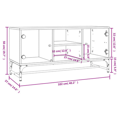Tv-Meubel Met Glazen Deuren 02X37X50 Cm Wit