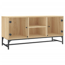 Tv-Meubel Met Glazen Deuren 02X37X50 Cm Kleurig Sonoma eiken