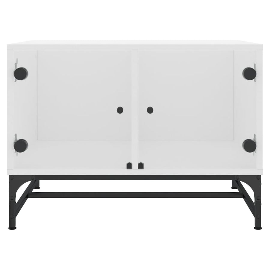 Salontafel Met Glazen Deuren 68,5X50X50 Cm Wit