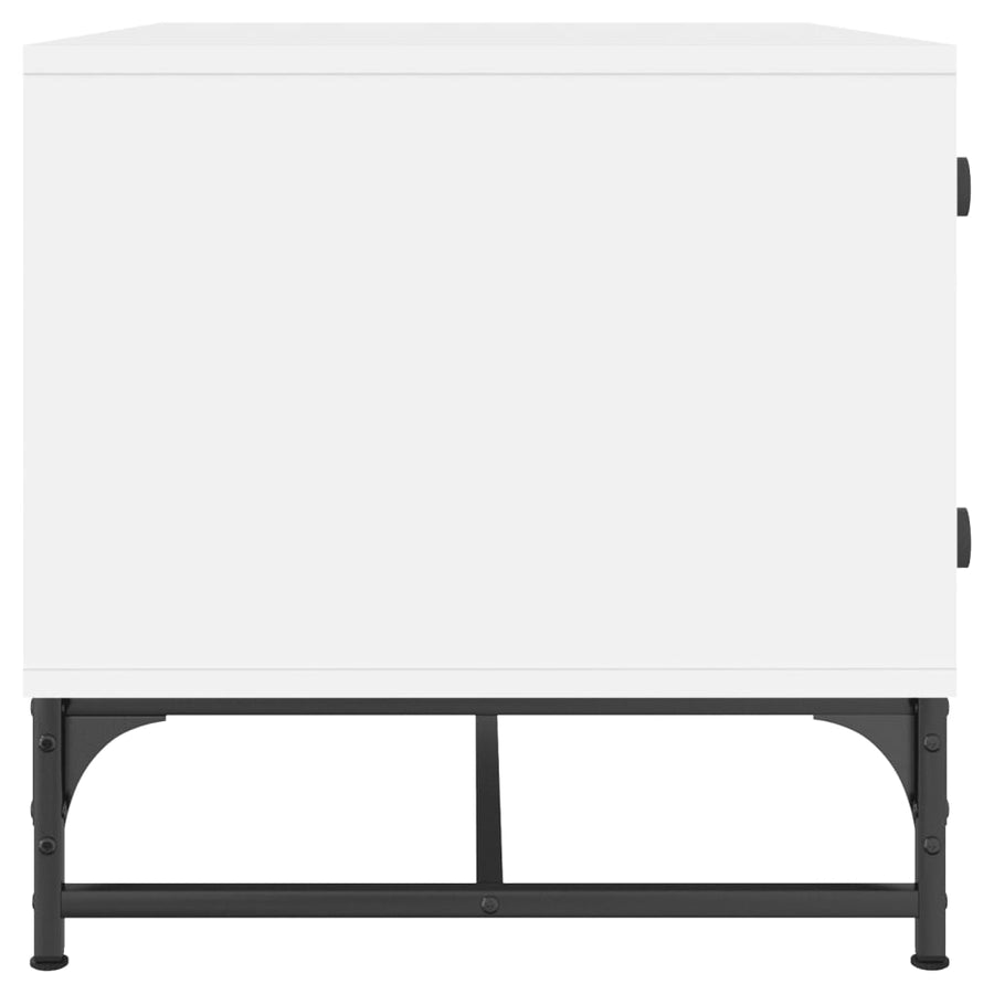 Salontafel Met Glazen Deuren 68,5X50X50 Cm Wit