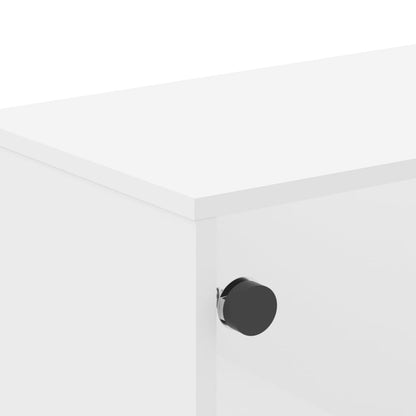 Salontafel Met Glazen Deuren 68,5X50X50 Cm Wit