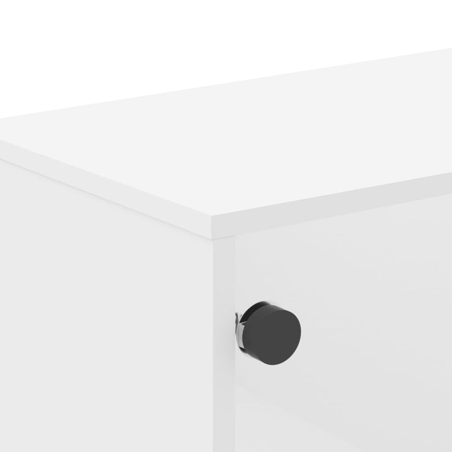 Salontafel Met Glazen Deuren 68,5X50X50 Cm Wit