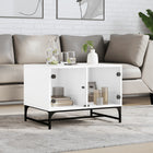 Coffee table with glass doors 68.5x50x50 cm white