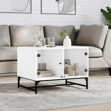Salontafel Met Glazen Deuren 68,5X50X50 Cm Wit
