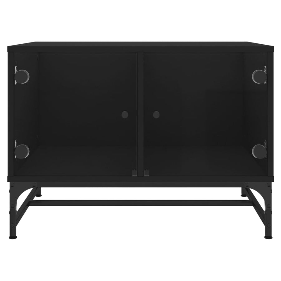 Salontafel Met Glazen Deuren 68,5X50X50 Cm Zwart