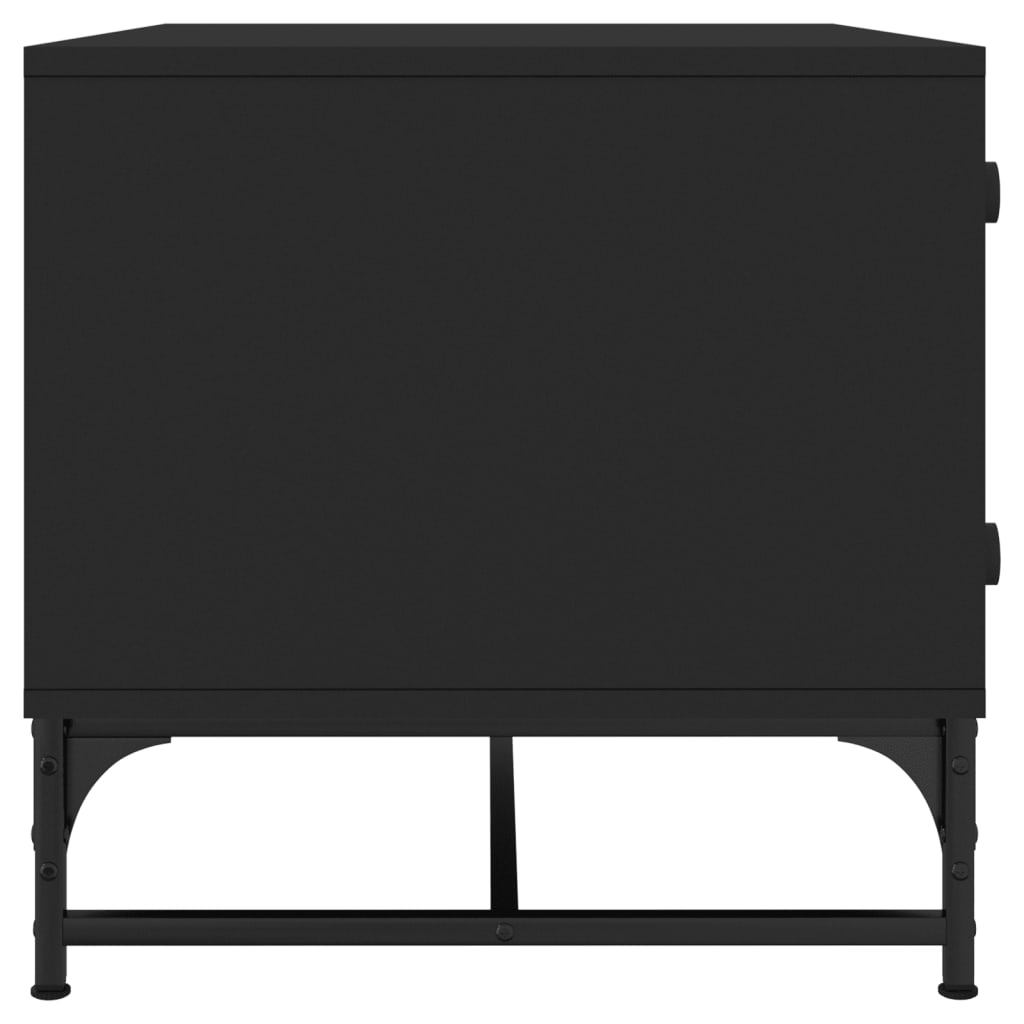 Salontafel Met Glazen Deuren 68,5X50X50 Cm Zwart
