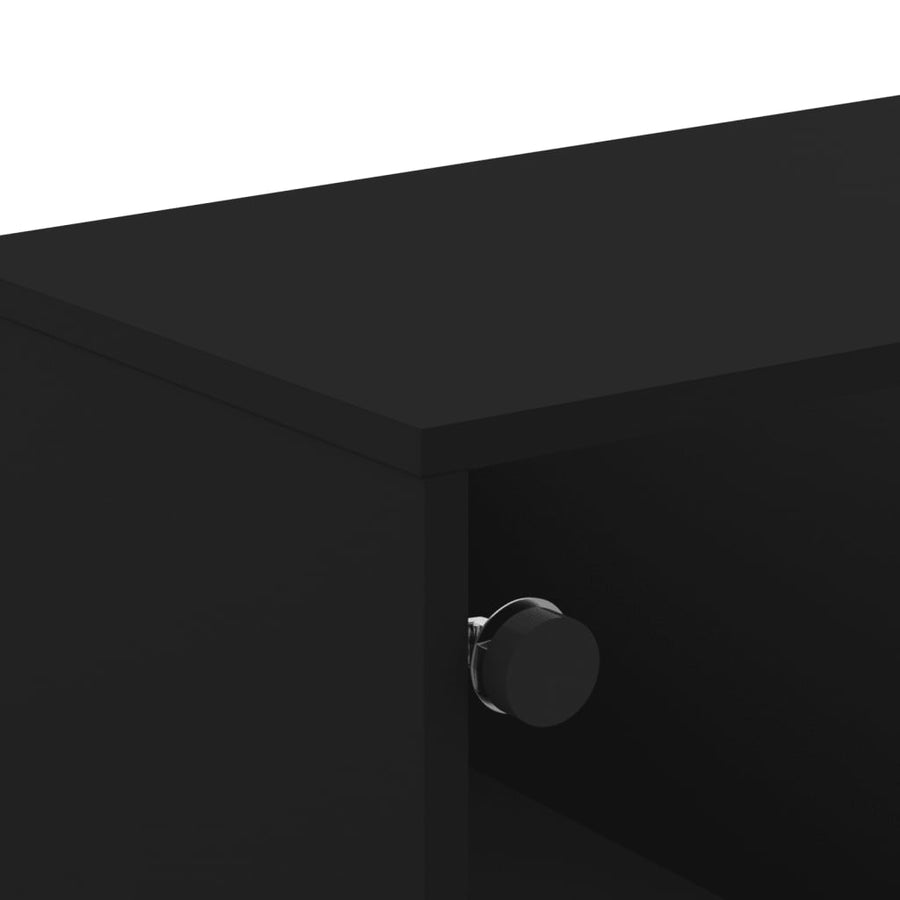 Salontafel Met Glazen Deuren 68,5X50X50 Cm Zwart