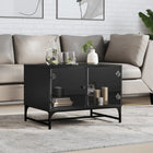 Coffee table with glass doors 68.5x50x50 cm black