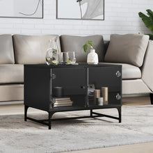 Salontafel Met Glazen Deuren 68,5X50X50 Cm Zwart