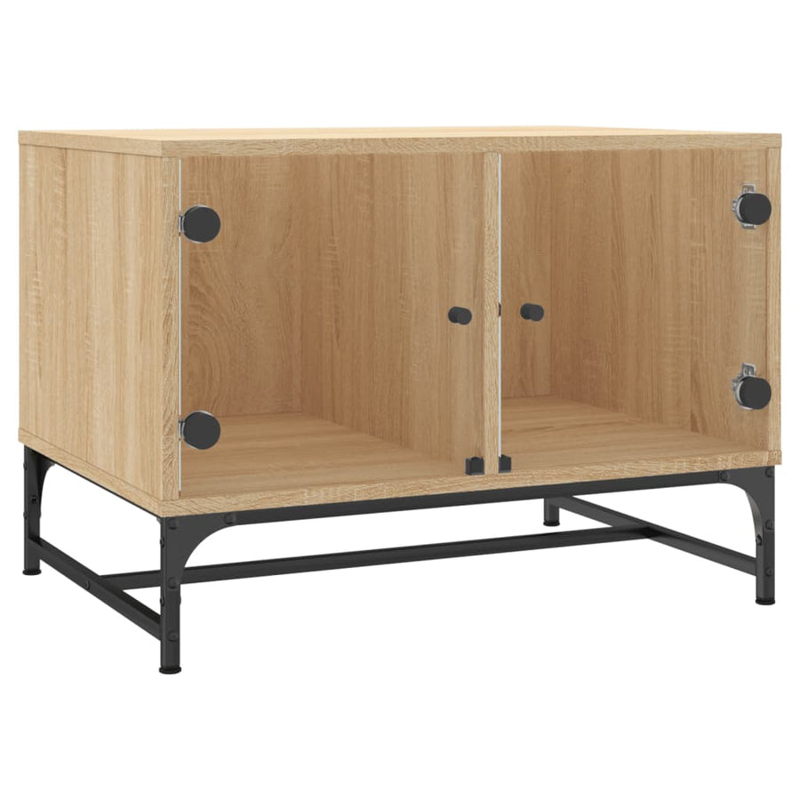 Salontafel Met Glazen Deuren 68,5X50X50 Cm Kleurig Sonoma eiken