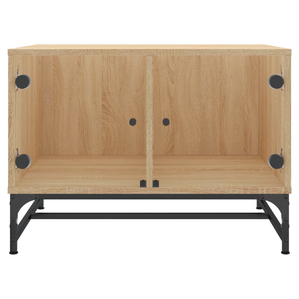 Salontafel Met Glazen Deuren 68,5X50X50 Cm Kleurig Sonoma eiken
