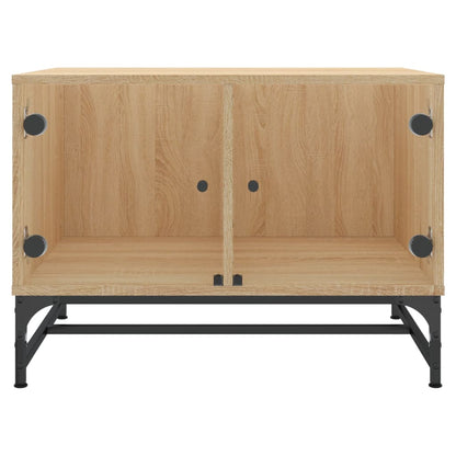 Salontafel Met Glazen Deuren 68,5X50X50 Cm Kleurig Sonoma eiken