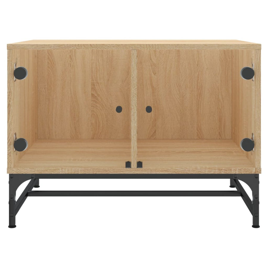 Salontafel Met Glazen Deuren 68,5X50X50 Cm Kleurig Sonoma eiken