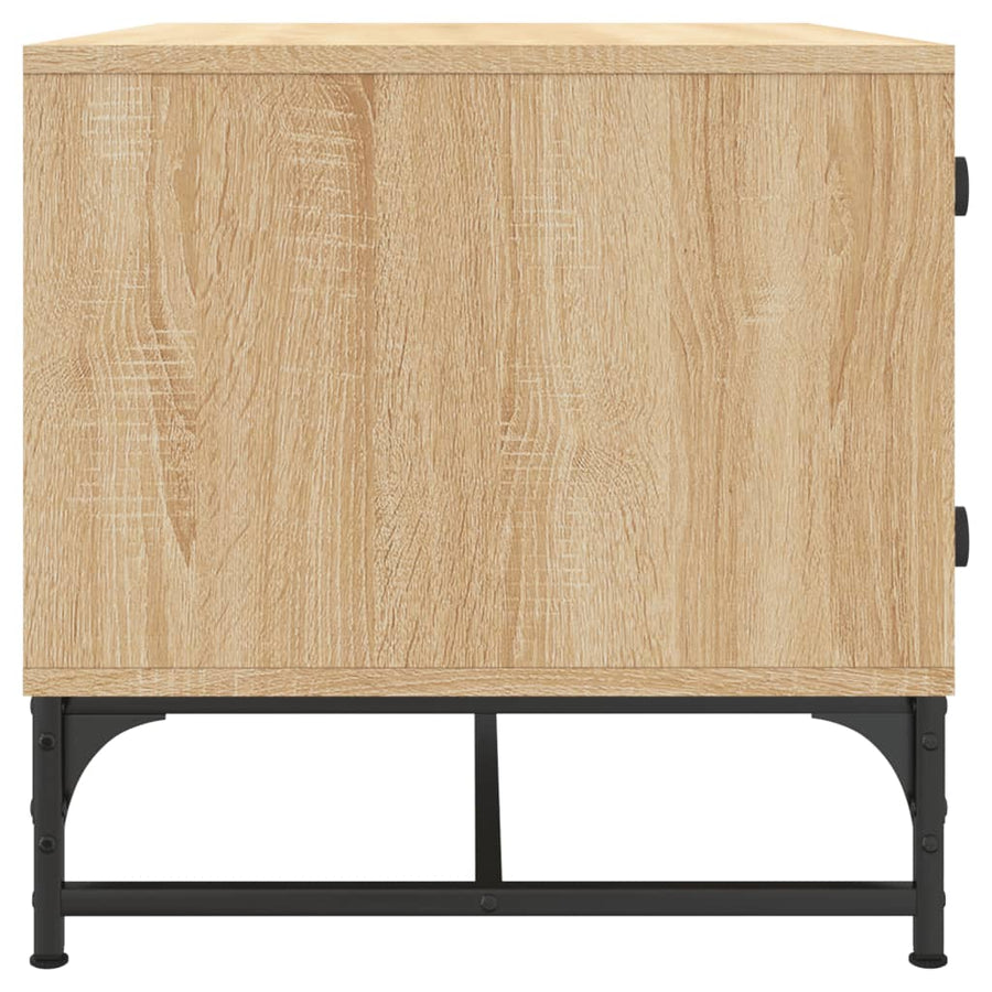 Salontafel Met Glazen Deuren 68,5X50X50 Cm Kleurig Sonoma eiken