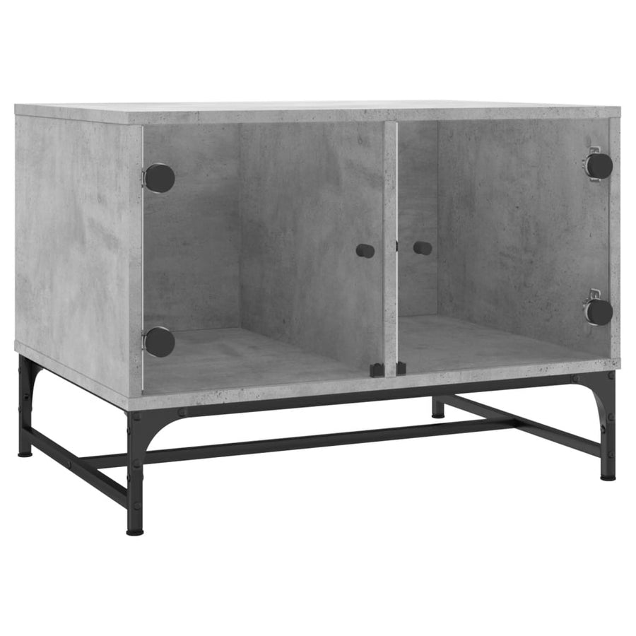 Salontafel Met Glazen Deuren 68,5X50X50 Cm Betongrijs