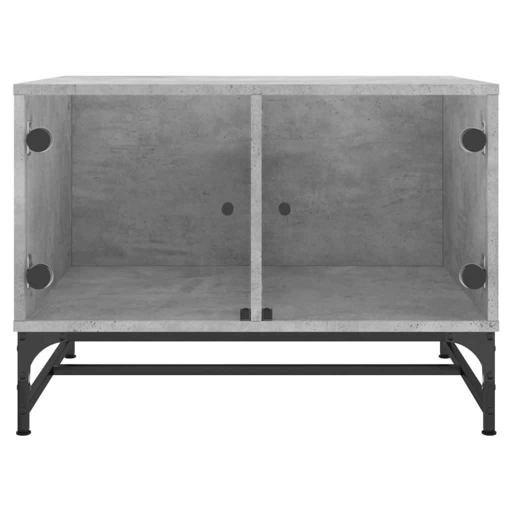 Salontafel Met Glazen Deuren 68,5X50X50 Cm Betongrijs