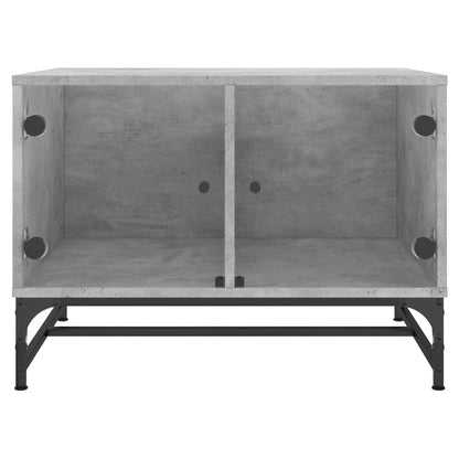Salontafel Met Glazen Deuren 68,5X50X50 Cm Betongrijs