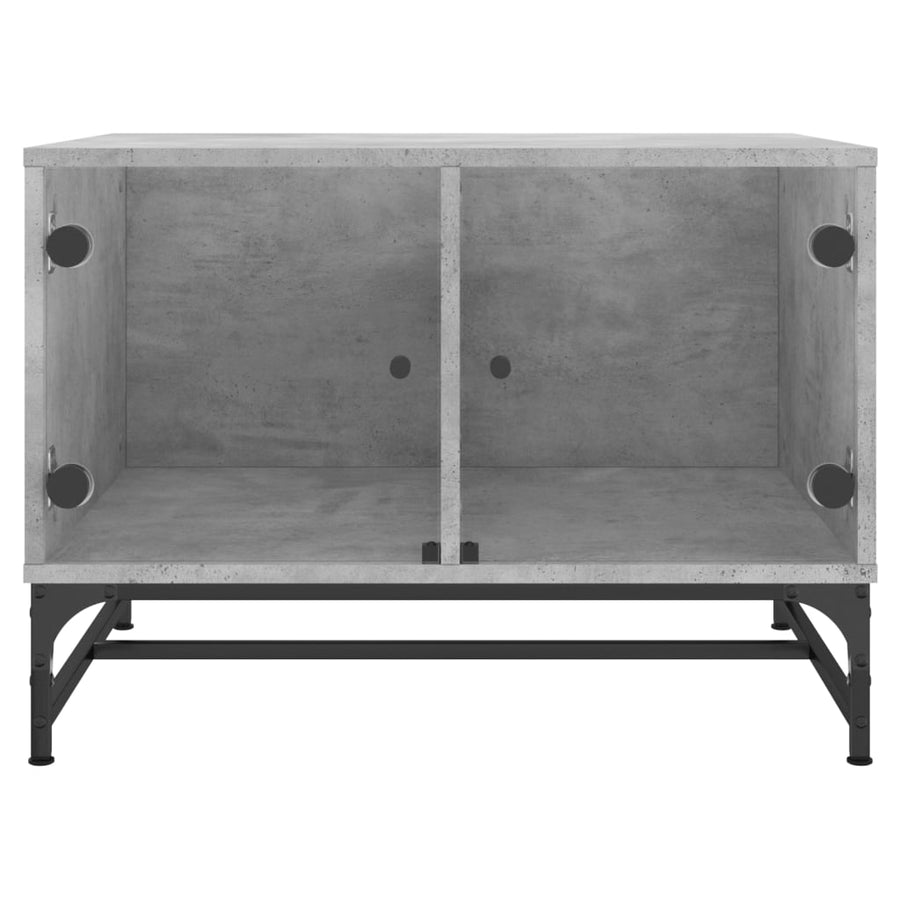 Salontafel Met Glazen Deuren 68,5X50X50 Cm Betongrijs