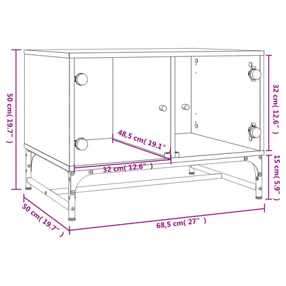 Salontafel Met Glazen Deuren 68,5X50X50 Cm Betongrijs