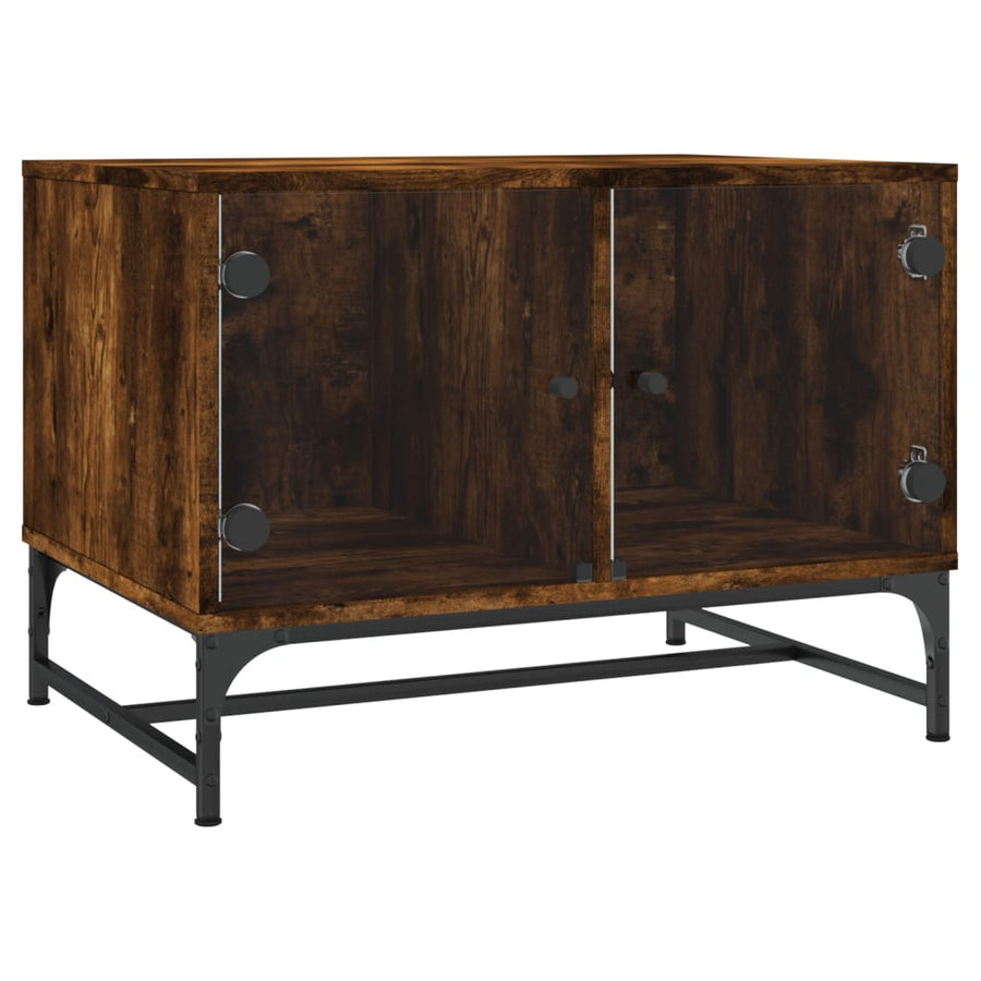 Salontafel Met Glazen Deuren 68,5X50X50 Cm Kleurig Gerookt eiken