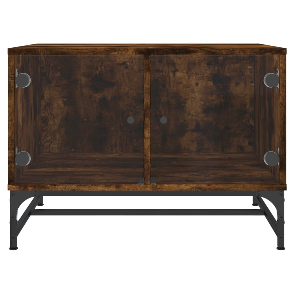 Salontafel Met Glazen Deuren 68,5X50X50 Cm Kleurig Gerookt eiken