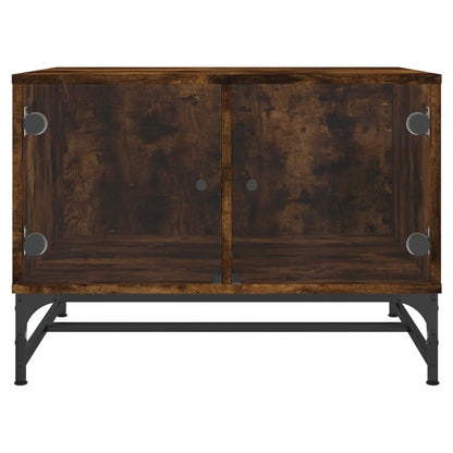 Salontafel Met Glazen Deuren 68,5X50X50 Cm Kleurig Gerookt eiken