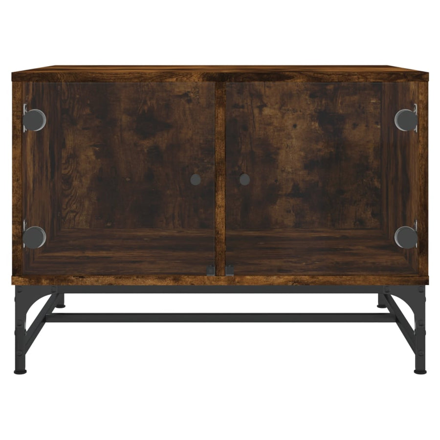 Salontafel Met Glazen Deuren 68,5X50X50 Cm Kleurig Gerookt eiken