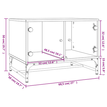 Salontafel Met Glazen Deuren 68,5X50X50 Cm Kleurig Gerookt eiken