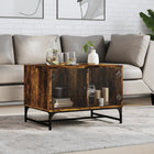 Coffee table with glass doors 68.5x50x50 cm smoked oak color
