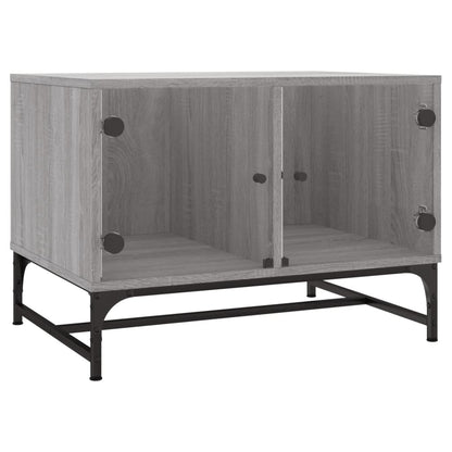 Salontafel Met Glazen Deuren 68,5X50X50 Cm Eiken Grijs sonoma