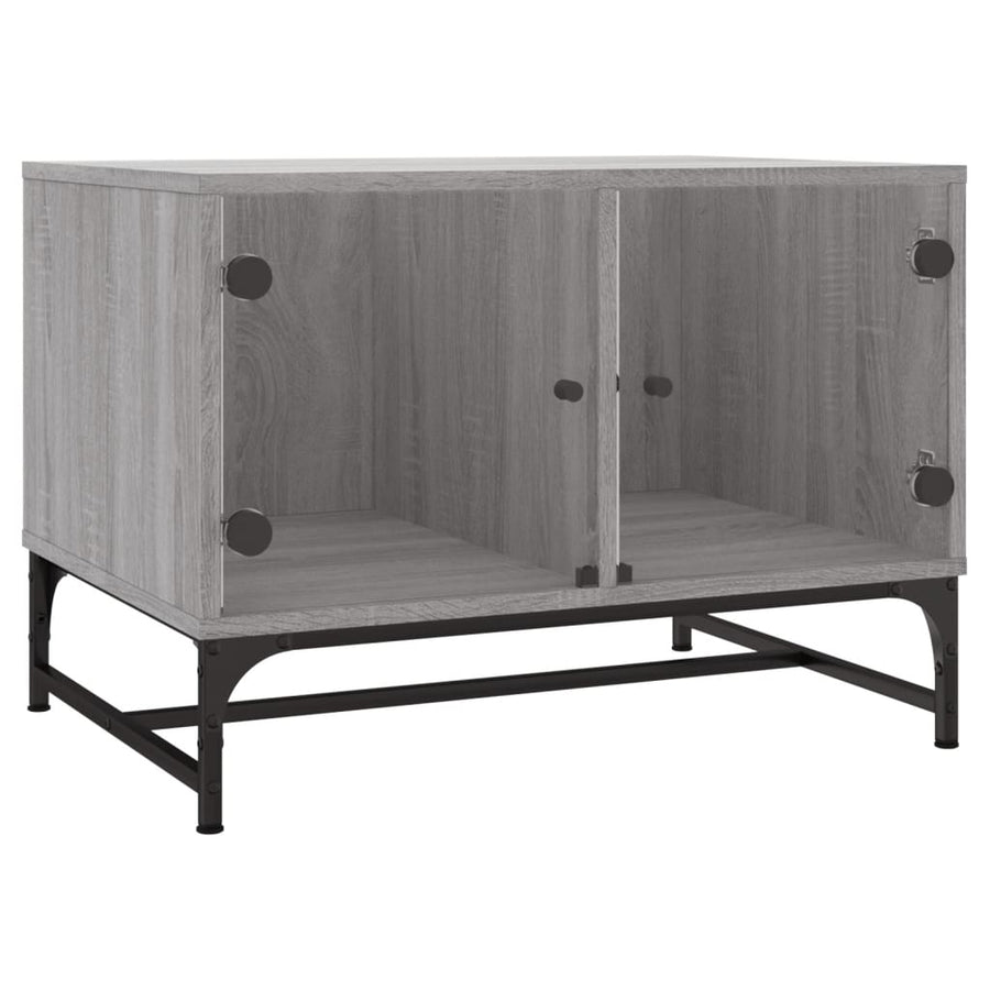 Salontafel Met Glazen Deuren 68,5X50X50 Cm Eiken Grijs sonoma