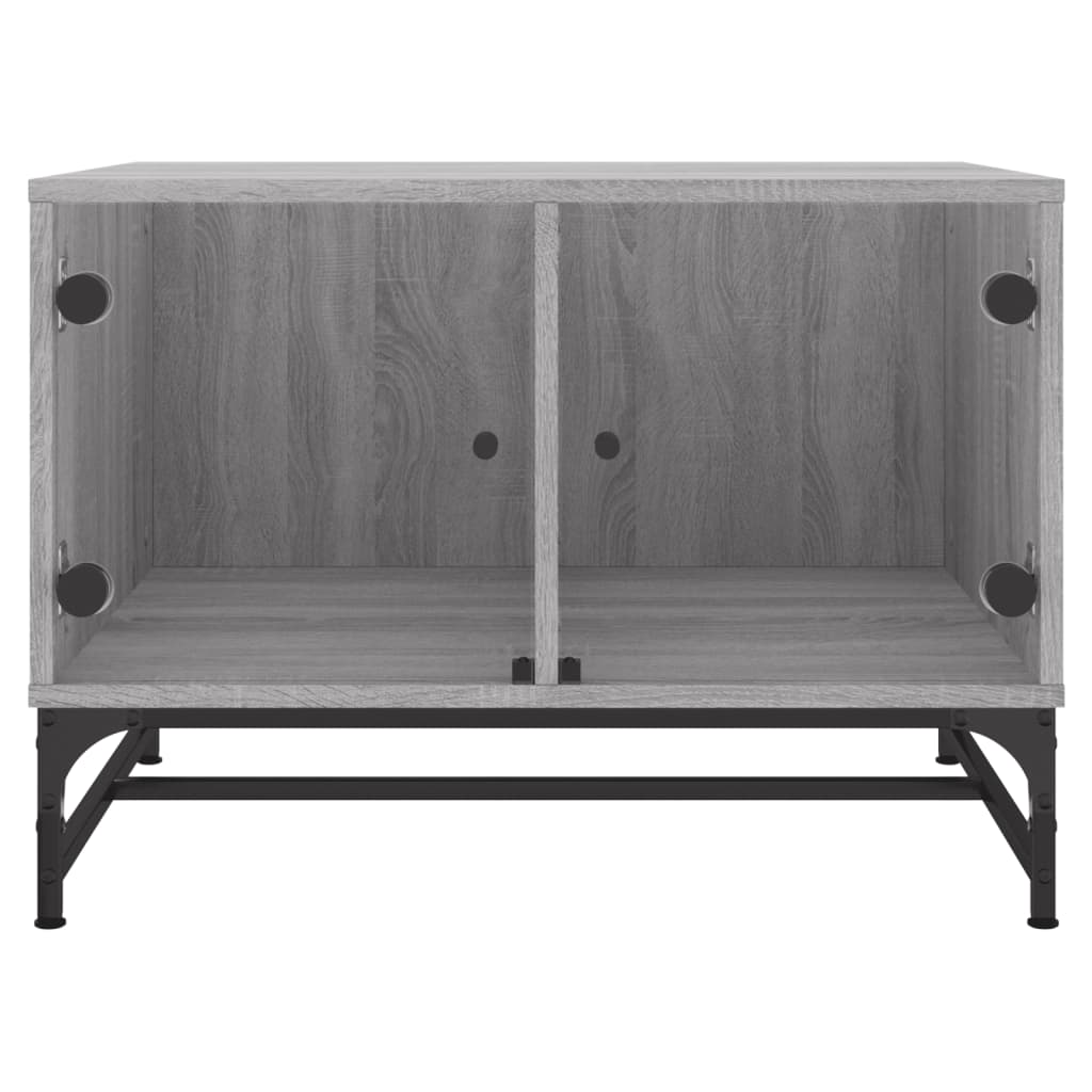 Salontafel Met Glazen Deuren 68,5X50X50 Cm Eiken Grijs sonoma