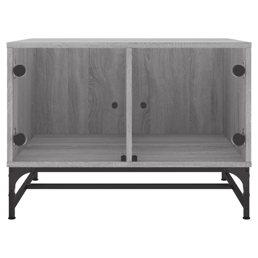 Salontafel Met Glazen Deuren 68,5X50X50 Cm Eiken Grijs sonoma