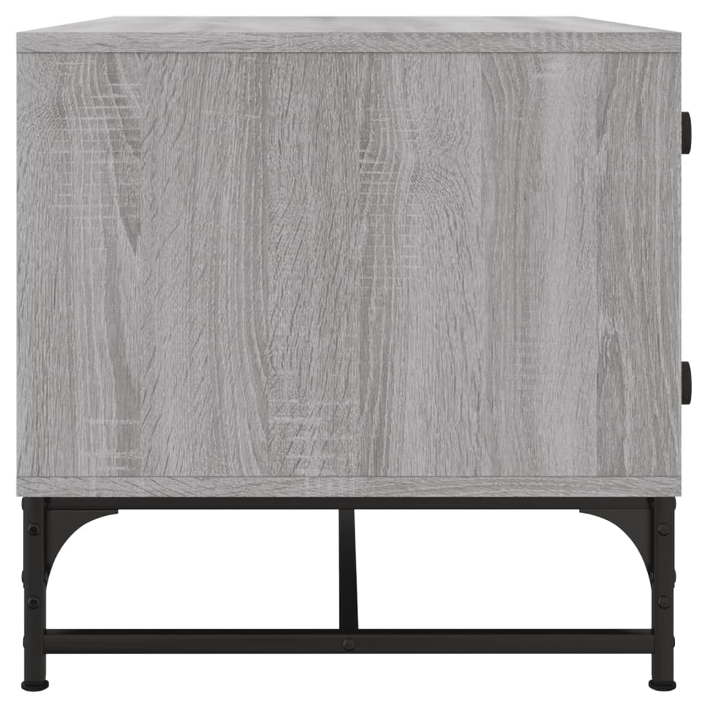 Salontafel Met Glazen Deuren 68,5X50X50 Cm Eiken Grijs sonoma