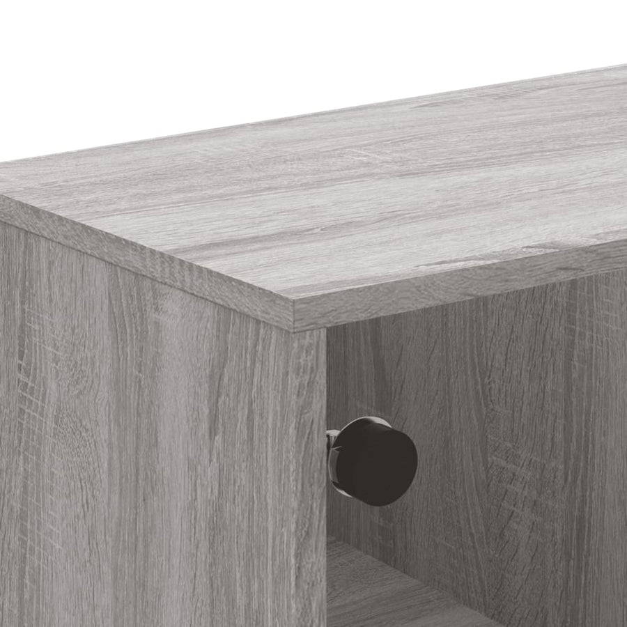 Salontafel Met Glazen Deuren 68,5X50X50 Cm Eiken Grijs sonoma
