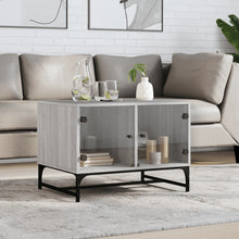 Salontafel Met Glazen Deuren 68,5X50X50 Cm Eiken Grijs sonoma