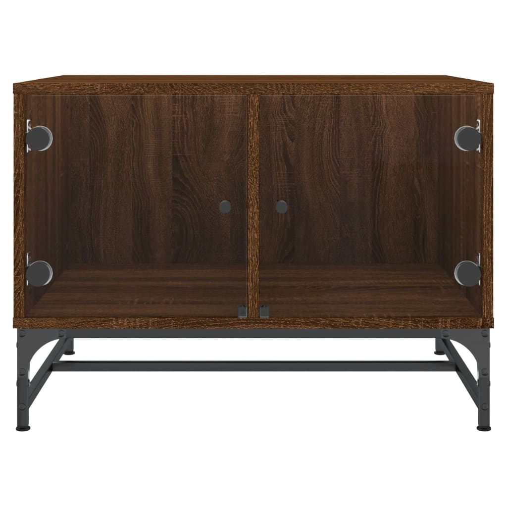 Salontafel Met Glazen Deuren 68,5X50X50 Cm Gerookt Eikenkleurig bruin eikenkleur