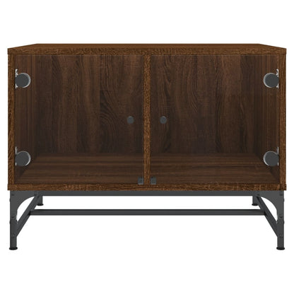 Salontafel Met Glazen Deuren 68,5X50X50 Cm Gerookt Eikenkleurig bruin eikenkleur