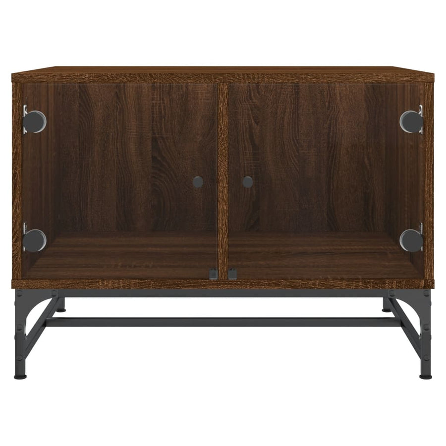 Salontafel Met Glazen Deuren 68,5X50X50 Cm Gerookt Eikenkleurig bruin eikenkleur