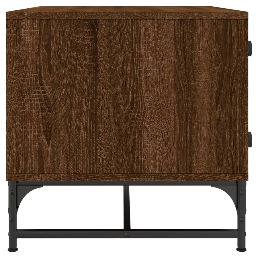 Salontafel Met Glazen Deuren 68,5X50X50 Cm Gerookt Eikenkleurig bruin eikenkleur