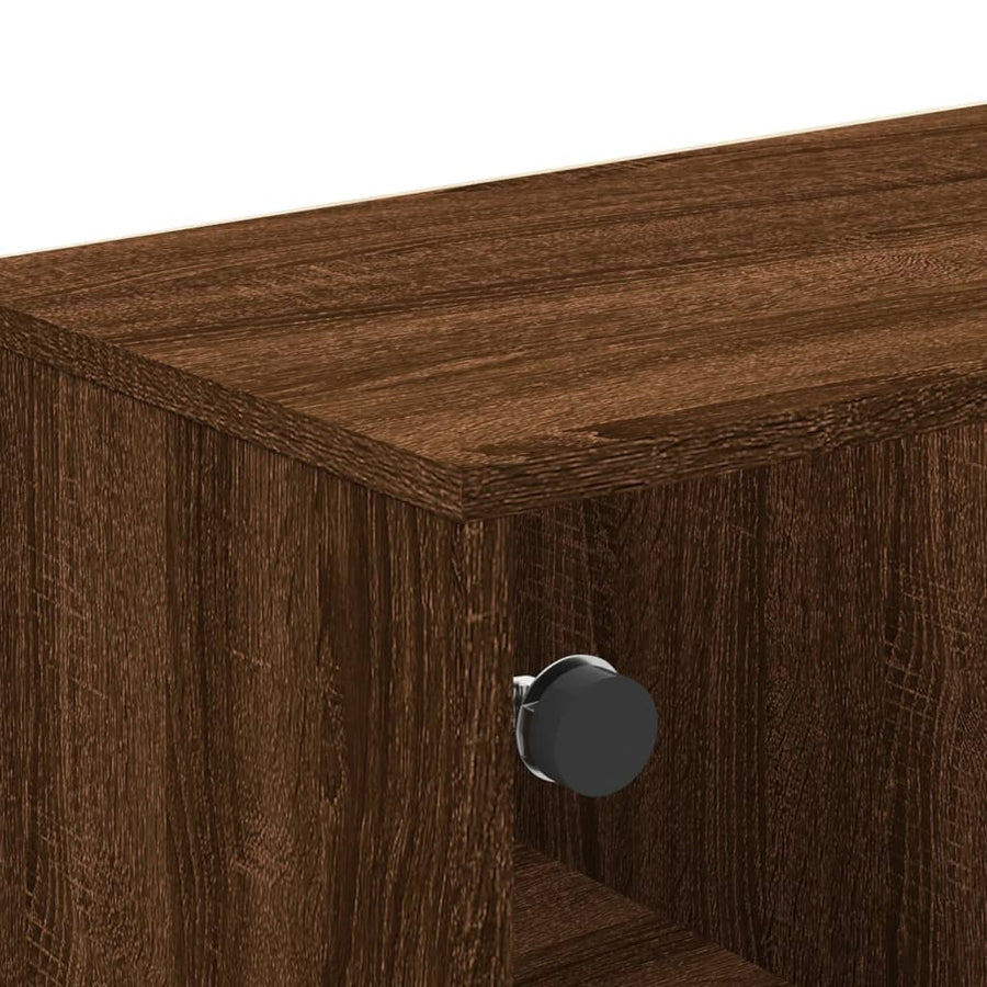 Salontafel Met Glazen Deuren 68,5X50X50 Cm Gerookt Eikenkleurig bruin eikenkleur