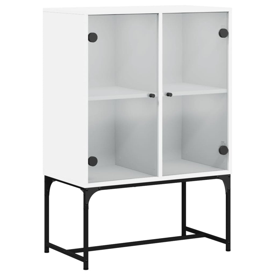 Bijzetkast Met Glazen Deuren 69X37X00 Cm Wit